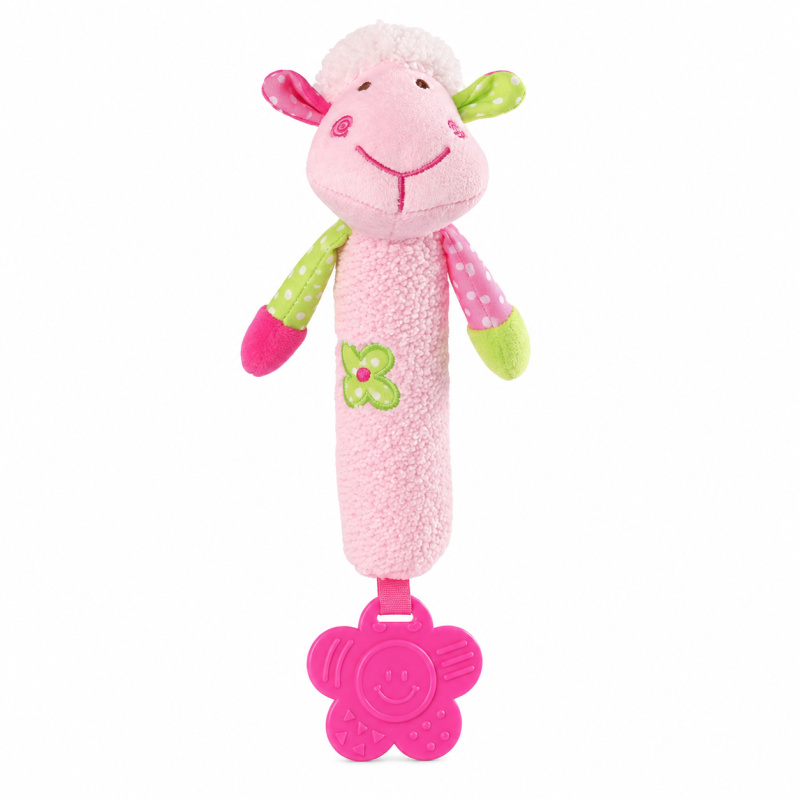 BabyOno Squeaky Toy Sweet Lambie pískací hračka s kousátkem 1 ks