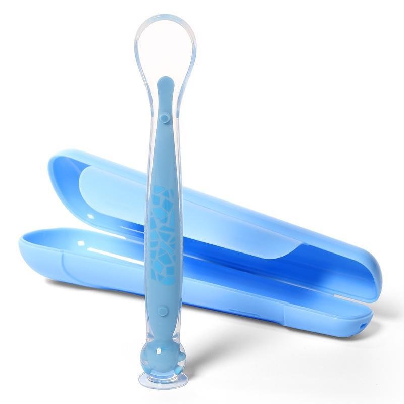 BabyOno Be Active Suction Baby Spoon lžička + obal Blue 6 m+ 1 ks