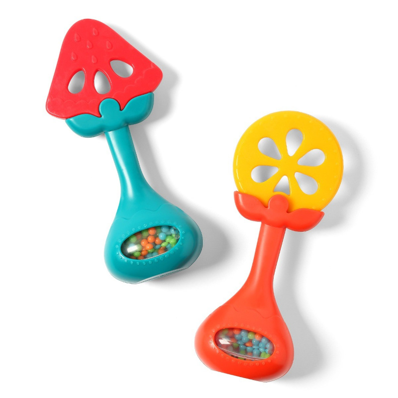 BabyOno Have Fun Teether kousátko s chrastítkem Juicy Orange 1 ks