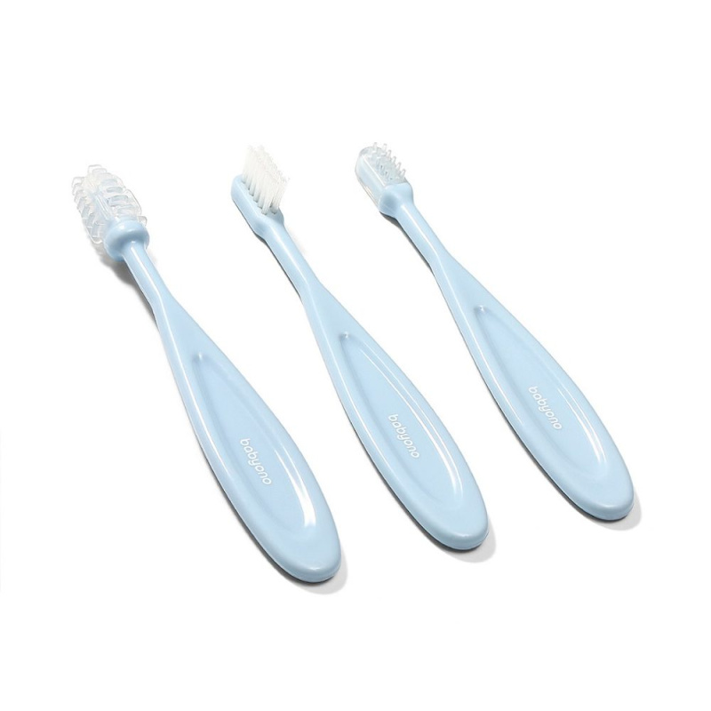 BabyOno Toothbrush zubní kartáček pro děti Blue 3 ks