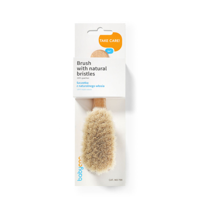 BabyOno Take Care Brush with Natural Bristles kartáč na vlasy pro děti od narození 1 ks