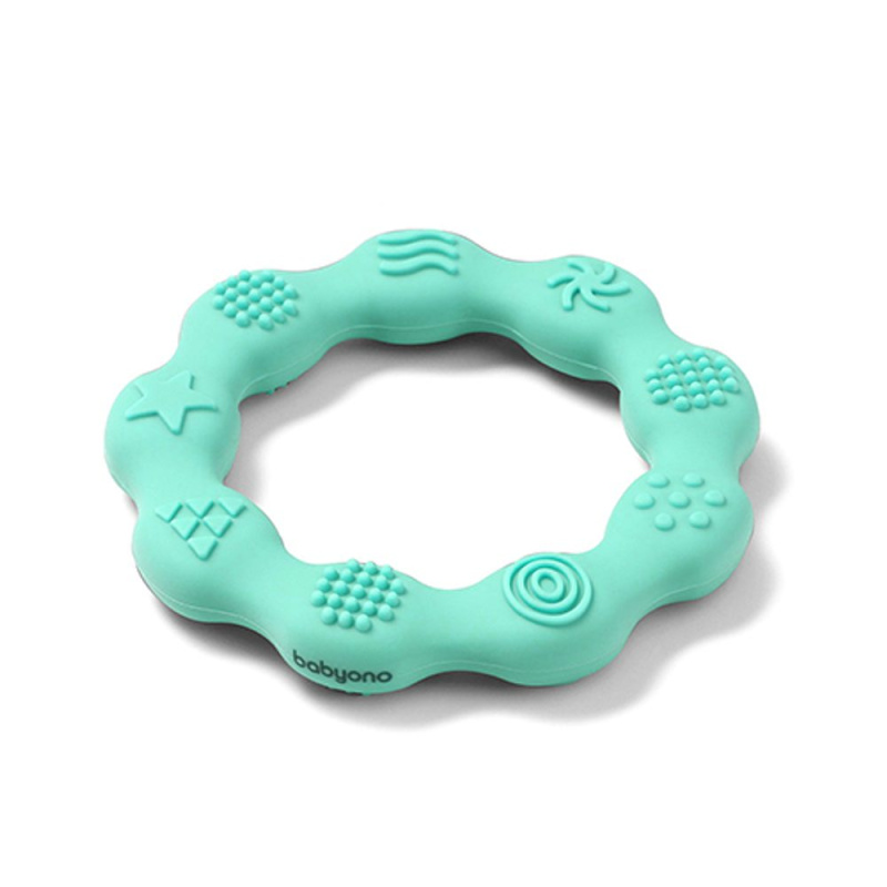 BabyOno Be Active Silicone Teether Ring kousátko Blue 1 ks