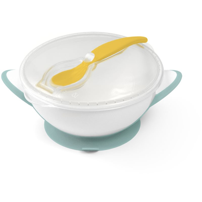 BabyOno Be Active Suction Bowl with Spoon jídelní sada pro děti Green/Yellow 6 m+ 2 ks