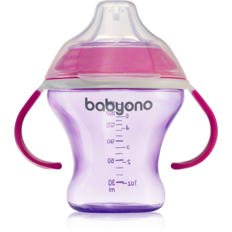 BabyOno netekoucí hrnek s měkkým pítkem 180ml - růžová