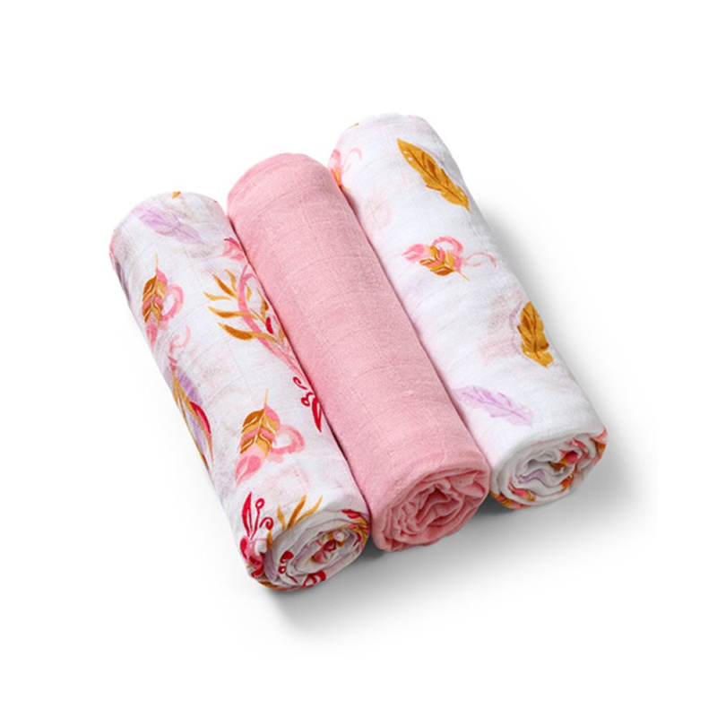 BabyOno Take Care Natural Bamboo Diapers látkové pleny Old Pink 3 ks
