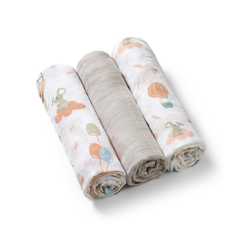 BABYONO Pleny bambusové 3 ks - fialová - BABYONO Pleny bambusové 3 ks - šedá