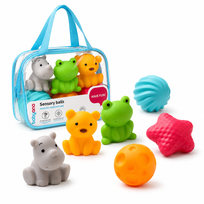 BabyOno Have Fun Sensory Balls měkké senzorické míčky 6 m+ 6 ks