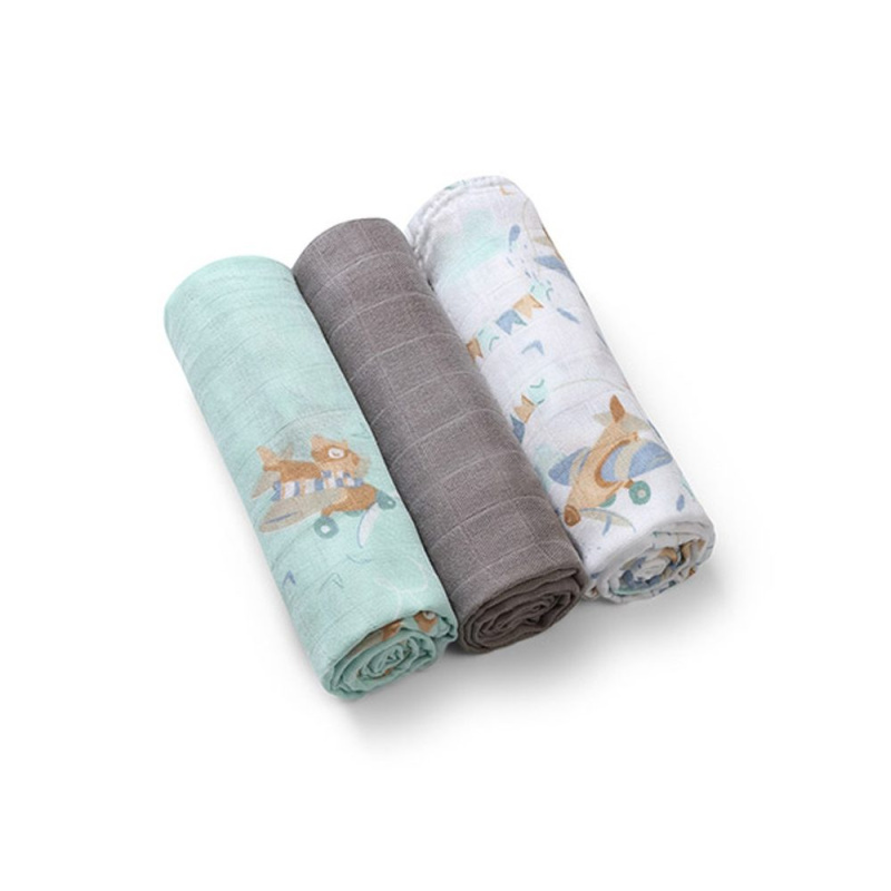 BabyOno Natural Bamboo Diapers Blue-Grey látkové pleny 70x70 cm 3 ks