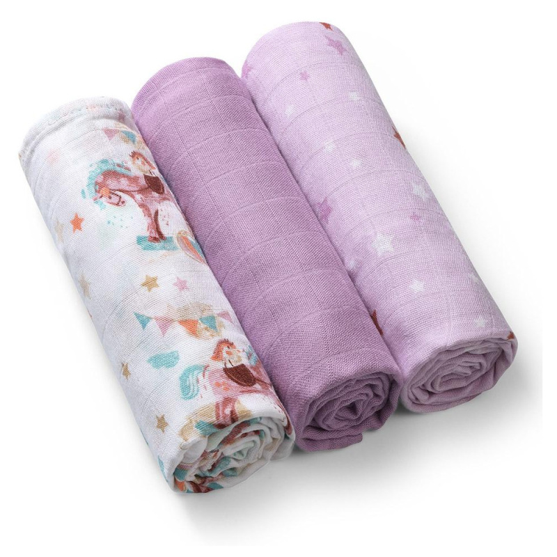 BabyOno Natural Bamboo Diapers Violet látkové pleny 70x70 cm 3 ks
