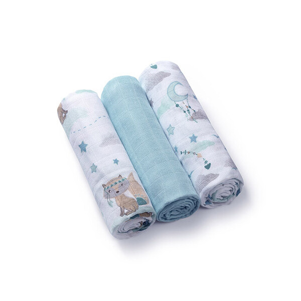 BabyOno Natural Bamboo Diapers Blue látkové pleny 70x70 cm 3 ks