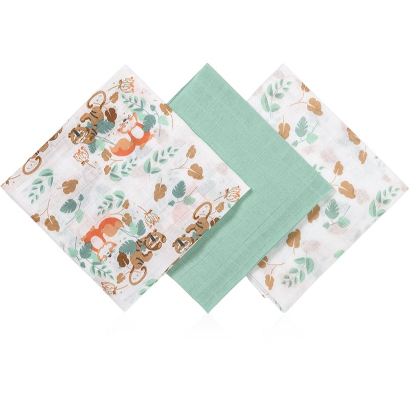BabyOno Super Soft Mint mušelínová plena pod hlavičku 70x70 cm 3 ks