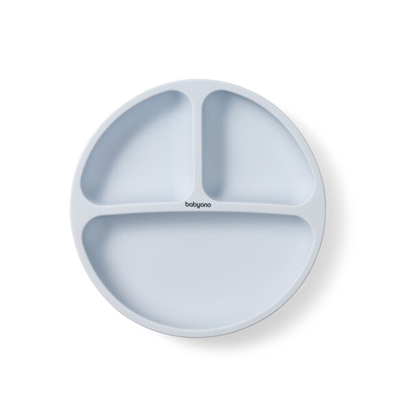 BabyOno Siilicone Plate 6m+ silikonová miska s přísavkou Blue 1 ks