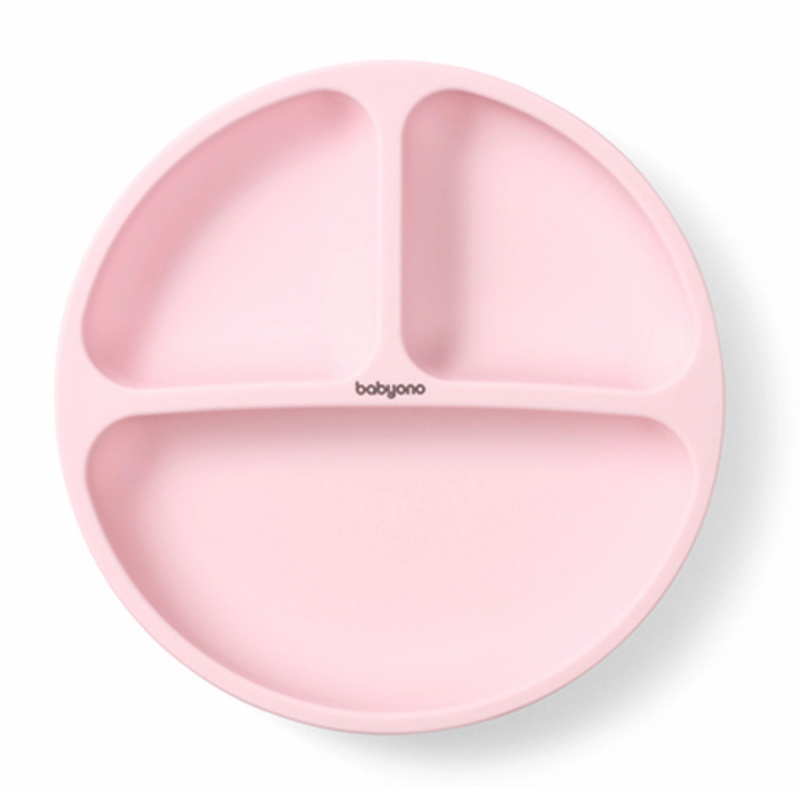 BabyOno Siilicone Plate 6m+ silikonová miska s přísavkou Pink 1 ks