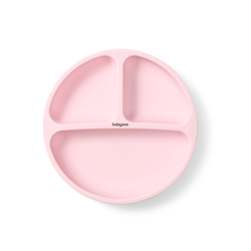 BabyOno Siilicone Plate 6m+ silikonová miska s přísavkou Pink 1 ks
