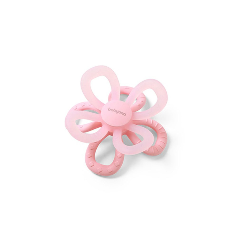 BabyOno Silicone Teether Flower kousátko Pink 1 ks