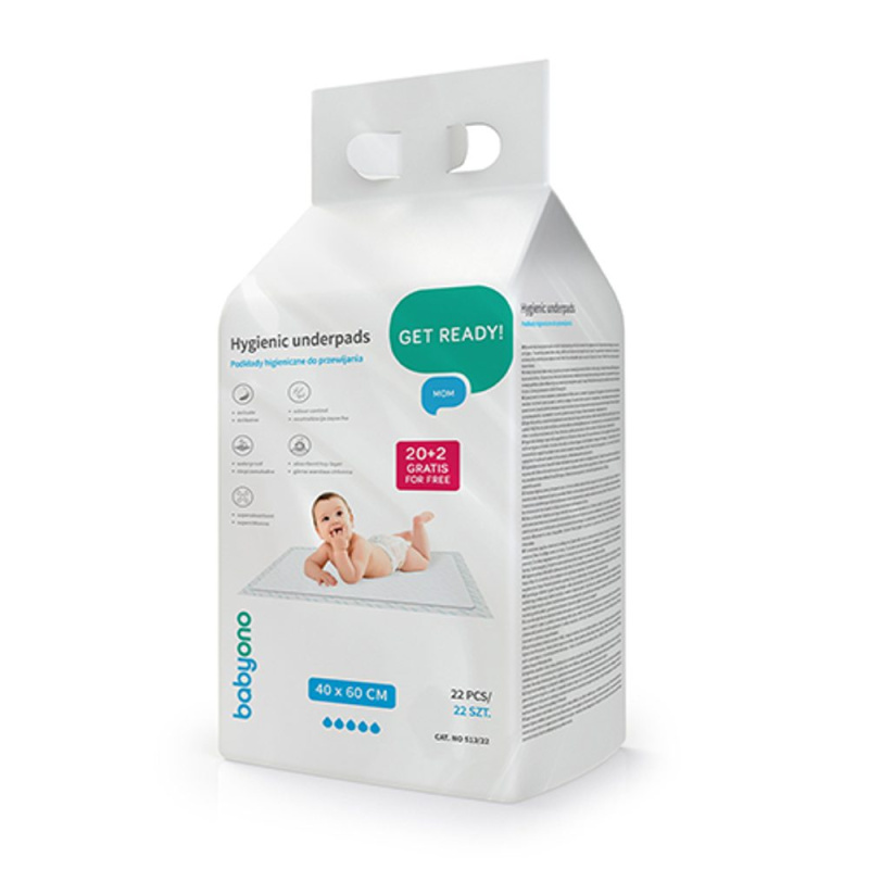BABYONO Podložky přebalovací pod dítě 40 x 60 cm, 20ks + 2ks zdarma