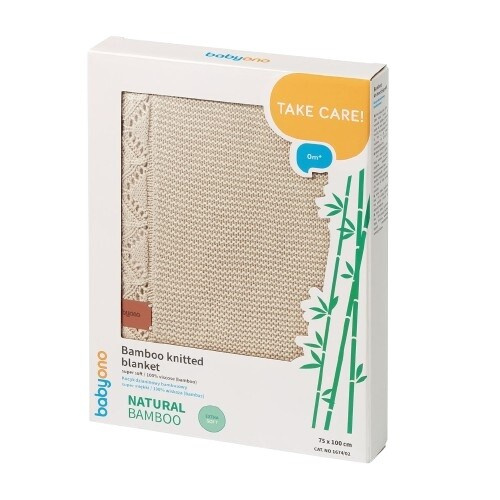 BABYONO Deka pletená bambusová 75 x 100 cm - Light Beige