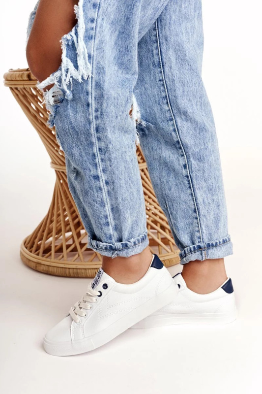 Dámské módní tenisky Big Star - bílá/tmavě modrá Velikost: 39