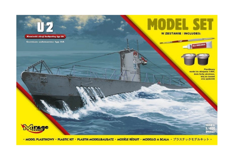 Model ponorky U-Boot typu IIA U2 v měřítku 1:400 – stavebnice