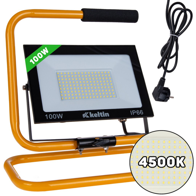 LED reflektor 100 W se stavebním stativem, bílá 4500K - K02057
