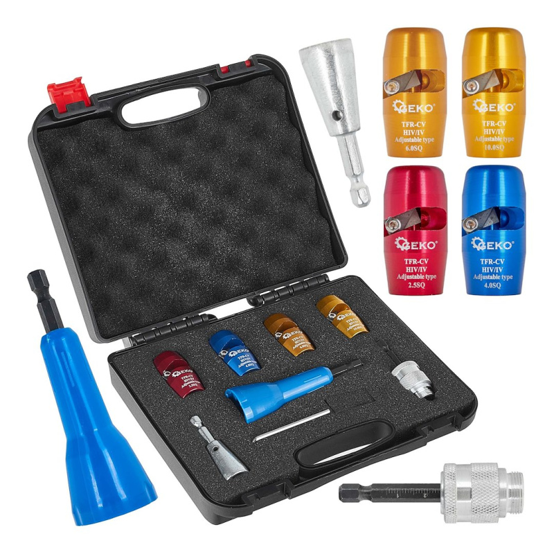 Nástroj na odizolování a kroucení kabelů 2,5–10 mm2, sada pro aku šroubovák - Geko