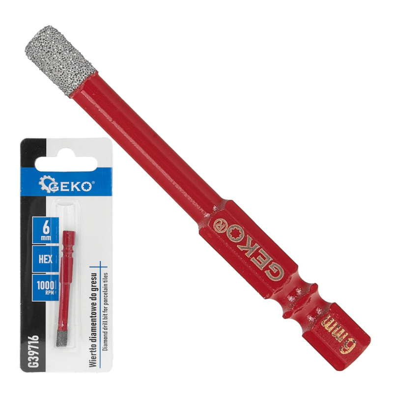 GEKO Diamantový vrták na dlaždice 6 mm HEX