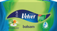 VELVET Papírové kapesníky 3-vrstvé Balsam 70 kusů