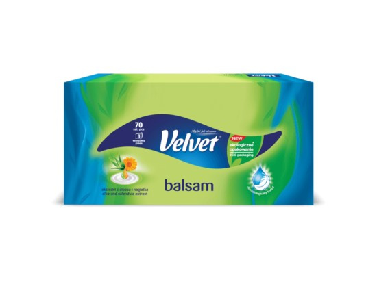 VELVET Papírové kapesníky 3-vrstvé Balsam 70 kusů