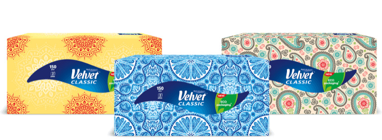 Velvet Classic - papírové kapesníčky - 2vrstvé, 150 ks