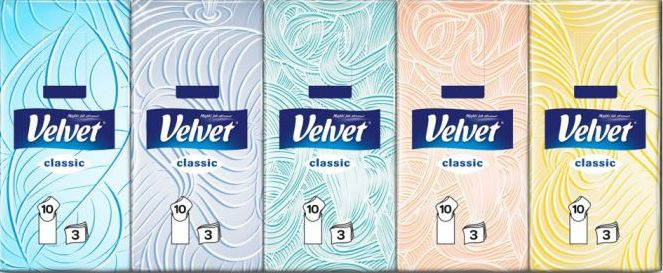 VELVET Classic Papírové kapesníky 3-vrstvé 10 x 10 kusů
