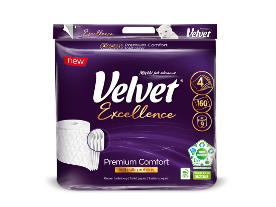 Toaletní papír Velvet Excellence - 4vrstvý, 9 rolí