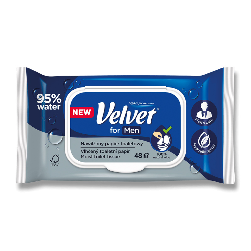 Vlhčený toaletní papír Velver - For Men, 48 ks