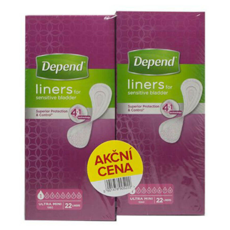 DEPEND Liners Ultra mini inkontinenční vložky DUOPACK 2 x 22 kusů