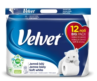 Toaletní papír Velvet - 3vrstvý, 12 rolí