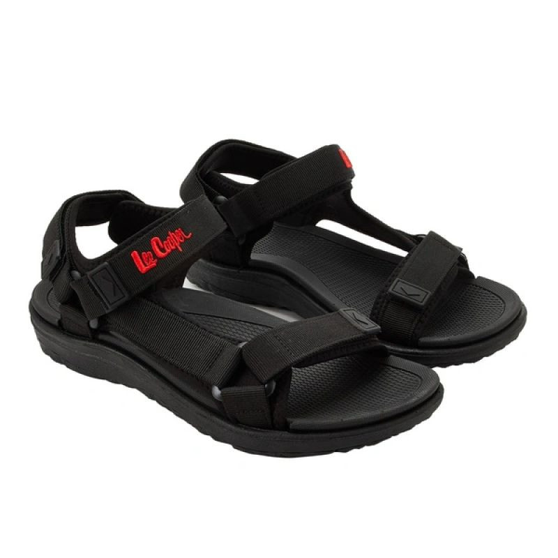 Lee Cooper pánské boty na suchý zip sandály na letní pláž světle černé 43