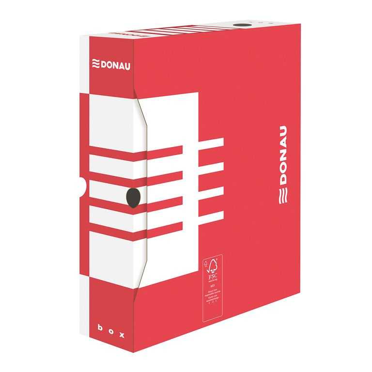 Donau Archivační box A4 80 mm lepenka - červený