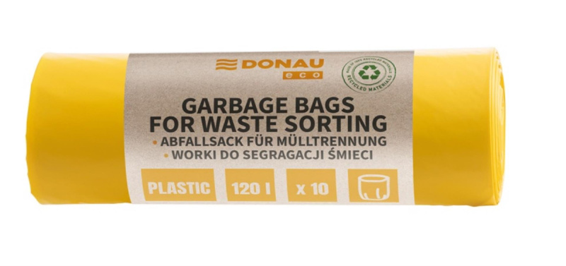 Pytle na odpadky Donau ECO - 120 l, žluté, 35 mic, 10 ks