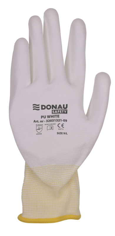 Rukavice Donau Safety PU - bílé, vel. 6