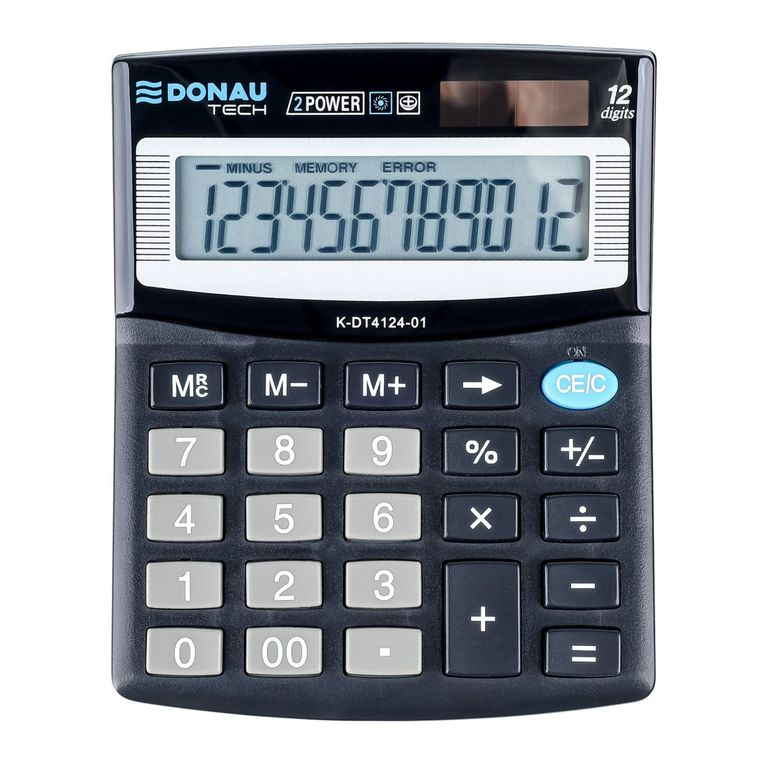 Stolní kalkulačka DONAU TECH, K-DT4124  - 12-míst displej, černá
