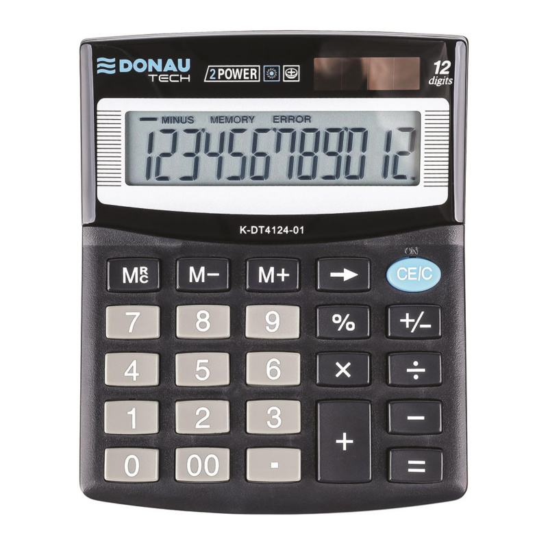 Stolní kalkulačka DONAU TECH, K-DT4124  - 12-míst displej, černá