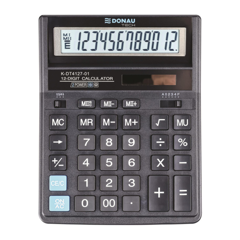 Stolní kalkulačka DONAU TECH, K-DT4127  - 12-míst displej, černá