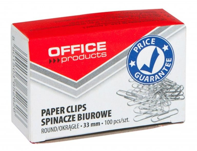 Kancelářské spony 33 mm stříbrné 100 ks