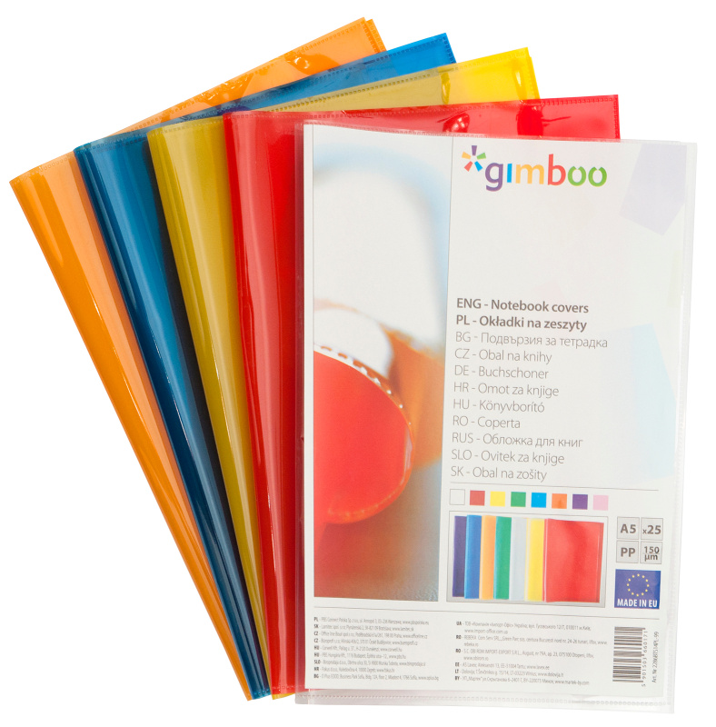 Obal na sešity A5 lesklý pevný 150 mic - červený