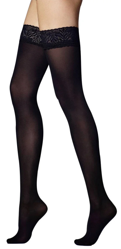 Dámské samodržící punčochy Veneziana Ar Fiona 60 den nero/černá 5-XL
