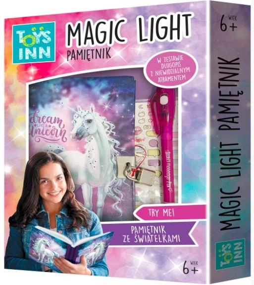 Magický deník Unicorn se svítícími LED a zámkem