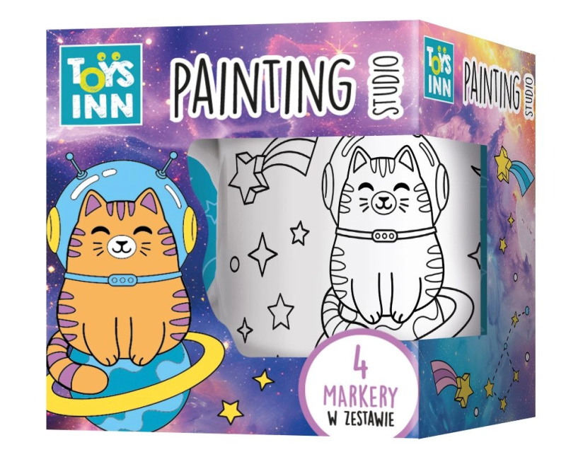 Toys Inn hrnek Kočka ve vesmíru – kreativní sada k vybarvení