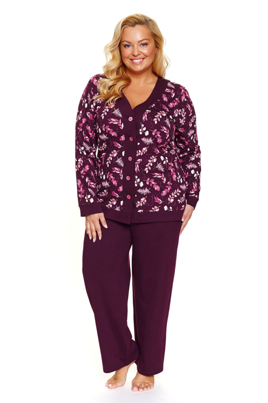 Dámské dlouhé pyžamo Doctor Nap PB.7320 Barva: Bordó, Velikost: 3XL