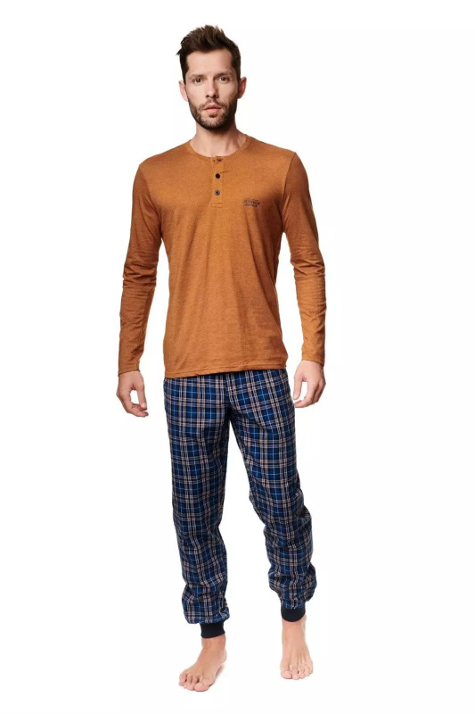 Pánské pyžamo Henderson 39239 Max hnědé Barva: Hnědá, Velikost: 2XL