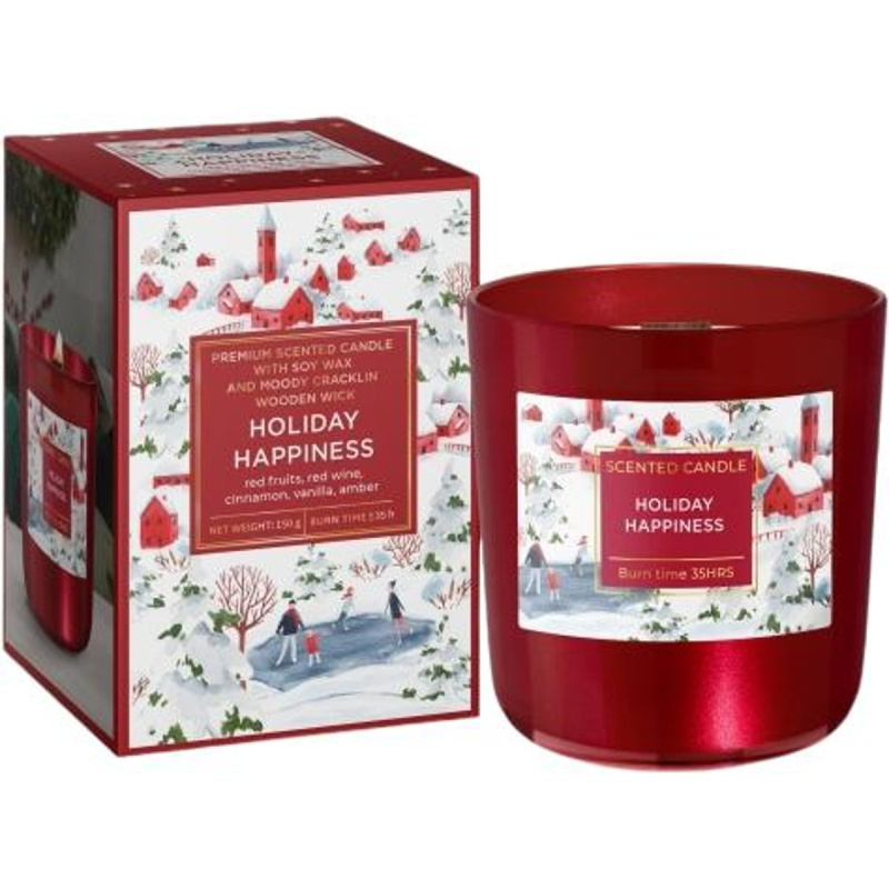 Bartek Holiday Happiness vonná svíčka s dřevěným knotem