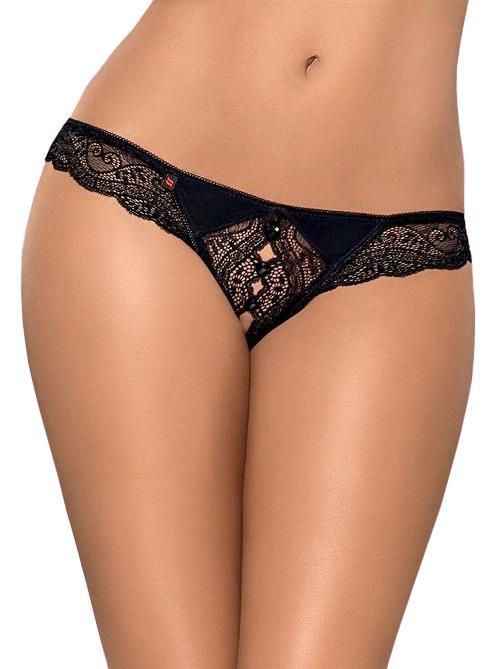 Tanga Obsessive Miamor crotchless thong Barva: Černá, Velikost: S/M